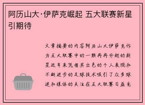 阿历山大·伊萨克崛起 五大联赛新星引期待